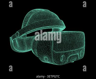 Wireframe 3d model of a virtual reality headset design Stock Vector
