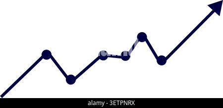 A simple dark blue line chart illustration depicting financial growth, success, and positive upward trends in business data analysis, presented in a c Stock Vector