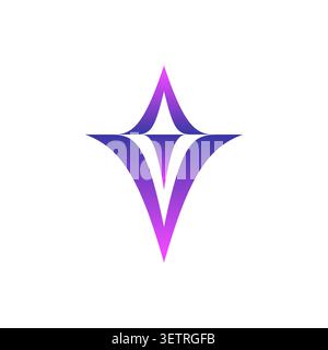 Abstract AI logo design. Polaris icon in the form of stalagmites and stalactites. Stock Vector