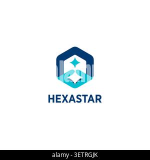 Polaris icon in hexagonal form. AI logo with negative space on isolated background. Stock Vector