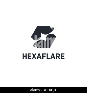 Flare icon with hexagon on isolated background. AI logo with negative space. Stock Vector