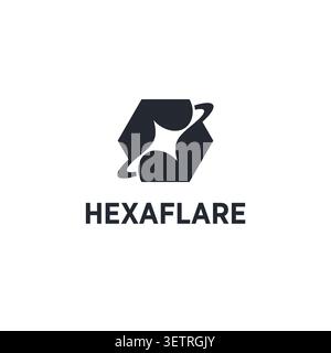 Hexagonal flare icon on isolated background. AI logo with negative space. Stock Vector