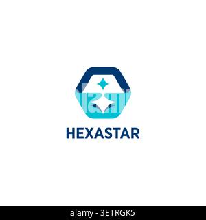 Hexagonal polaris icon on isolated background. AI logo with negative space. Stock Vector