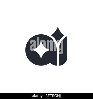Letters A and I icon with flare on isolated background. AI monogram logo design. Stock Vector