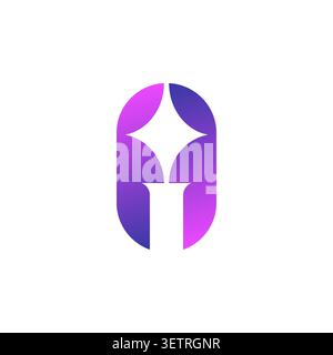 AI negative space logo design. Letters A and I icon with polaris on isolated background. Stock Vector