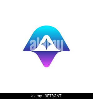 Abstract AI logo design. Polaris icon with label on isolated background. Stock Vector
