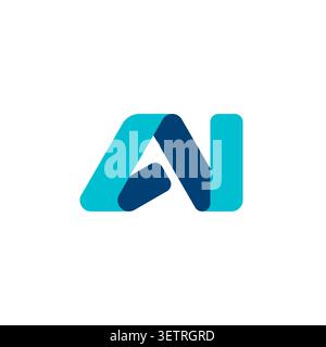 AI logo design with the letters A and I in folded strip form. Stock Vector