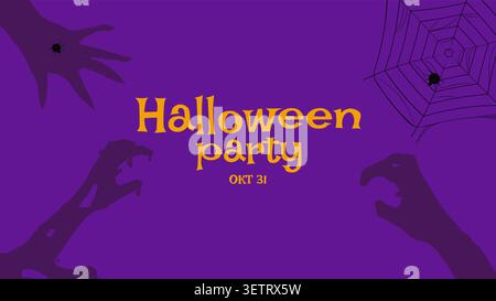 Halloween party silhouette banner for ads web design and marketing. Festive vector illustration Stock Vector