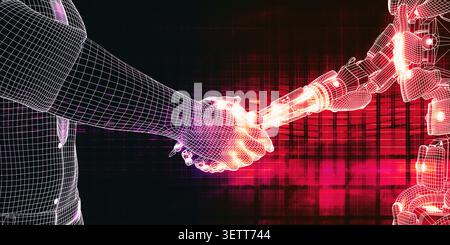 People And Machines Coexisting With Artificial Intelligence Virtual Entity Stock Photo
