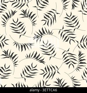 Minimalist tropical palm leaves seamless pattern on cream background. Elegant boho botanical branch vector illustration for wallpaper, fabric. Stock Vector