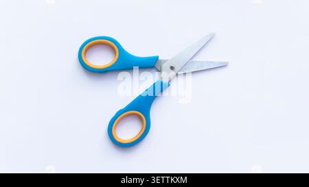 Blue Scissors Isolated on White Background Stock Photo