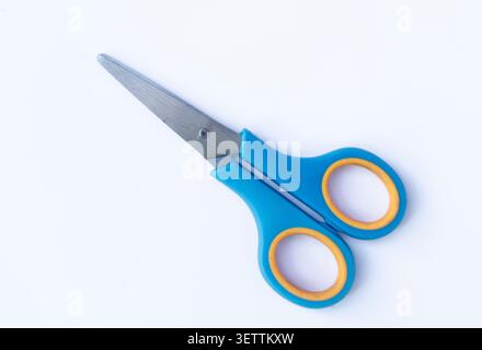 Blue Scissors Isolated on White Background Stock Photo