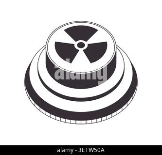 Nuclear button 2D line object Stock Vector