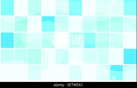 Abstract Light Blue Mosaic Tile Background: Geometric Grid Texture with Soft Fluid Shapes Stock Vector