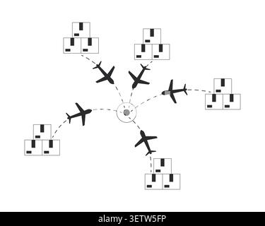 Goods import network 2D line object Stock Vector