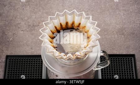 Pour Over Coffee Brewing Process Stock Photo