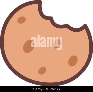 Cute Minimal Cookie with Bite Icon Stock Vector