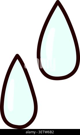 Minimal water drops in soft pastel cartoon sketch style Stock Vector