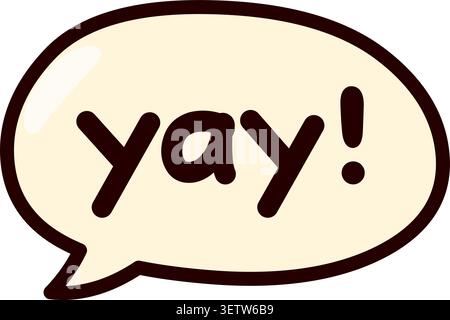 Cute Minimal Yay Speech Bubble Icon Stock Vector