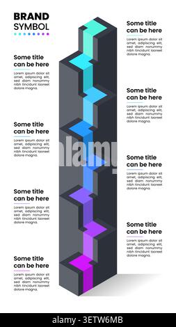 Infographic template with 8 options or steps. Staircase. Can be used for workflow layout, diagram, banner, webdesign. Vector illustration Stock Vector
