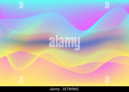 Abstract wavy holographic vibrant color background Stock Vector