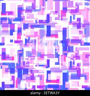 Pink and blue pattern with abstract rectangles Stock Vector