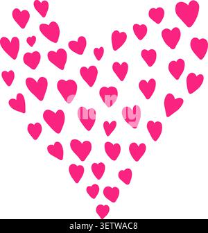 Cute hand drawn pink heart made of hearts Stock Vector