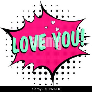 Bright red speech bubble with LOVE YOU text Stock Vector