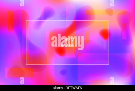Bright violet and orange vibrant background with abstract shapes. Modern fluid warm colors wallpaper Stock Vector