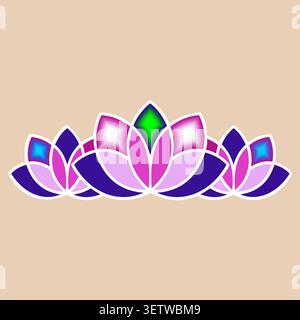 Colorful geometric lotus flower illustration on beige background Stock Vector