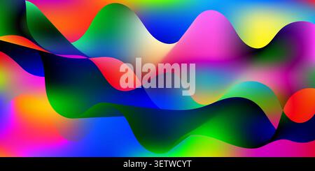 Vibrant abstract background with flowing colorful waves and smooth gradients Stock Vector