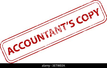 Red accountant's copy vector illustration with distressed diagonal stamp on white background Stock Vector