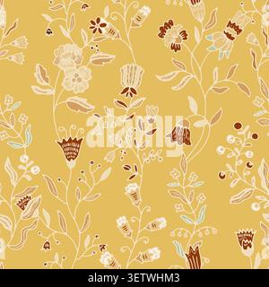 Primitive Botanical Trailing Vine Art Stock Vector