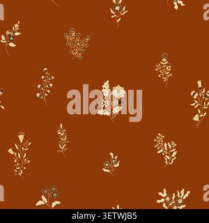 Minimalist Ditsy Botanical Sprig Print Stock Vector