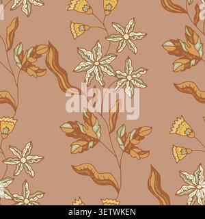 Whimsical Botanical Star Flower Layout Stock Vector