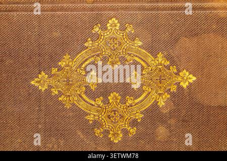 Distressed textures of old book covers, macro. Stock Photo