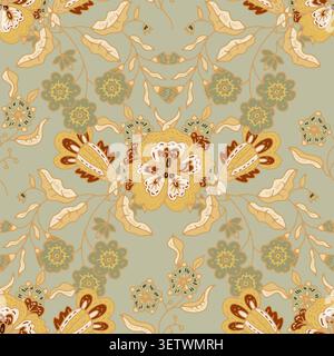 Symmetrical Retro Folk Medallion Pattern Stock Vector