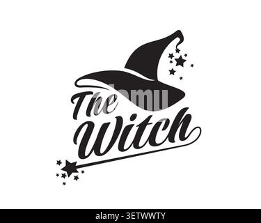 Witch wizard hat icon, magician Halloween headwear Stock Vector