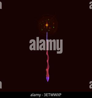 Halloween wizard or witch magic wand, game asset Stock Vector