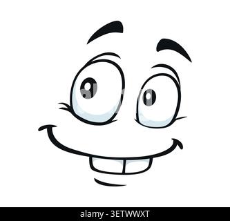 Comic cute face expression of happy cartoon smile Stock Vector