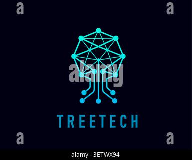Tree tech icon, polygon microcircuit digital plant Stock Vector