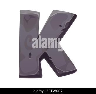 Stone font and rock typeface letter K rocky type Stock Vector