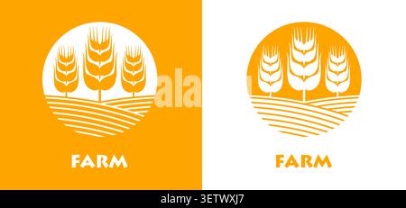 Wheat farm field icon, cereal grain ear spikelets Stock Vector