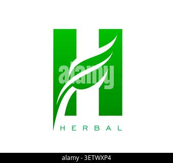 H bio icon or herbal green leaf for organic food Stock Vector