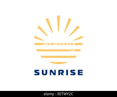 Sunrise luxury icon, sunset with sun and sea waves Stock Vector