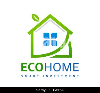 Smart real estate or eco house construction icon Stock Vector