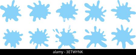 Water or milk puddle splash frame with organic blob shapes and fluid edge vector illustration set. Stock Vector