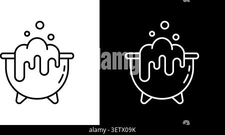 Cauldron With Bubbles Line Icon Set. Witchcraft, Potion Brewing, And Magic Symbol Collection. Halloween And Fantasy Theme. Editable Stroke. Isolated Stock Vector