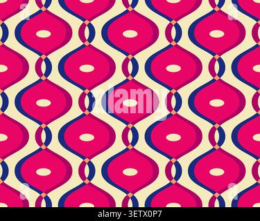 Retro vibes of wavy ogee pattern, abstract seamless vector background, perfect for wallpapers, fabric Stock Vector