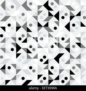 Geometric precision aesthetic, color block tessellation modern seamless vector patterns. Neutral retro colors. Repeatable design for fabric collection Stock Vector